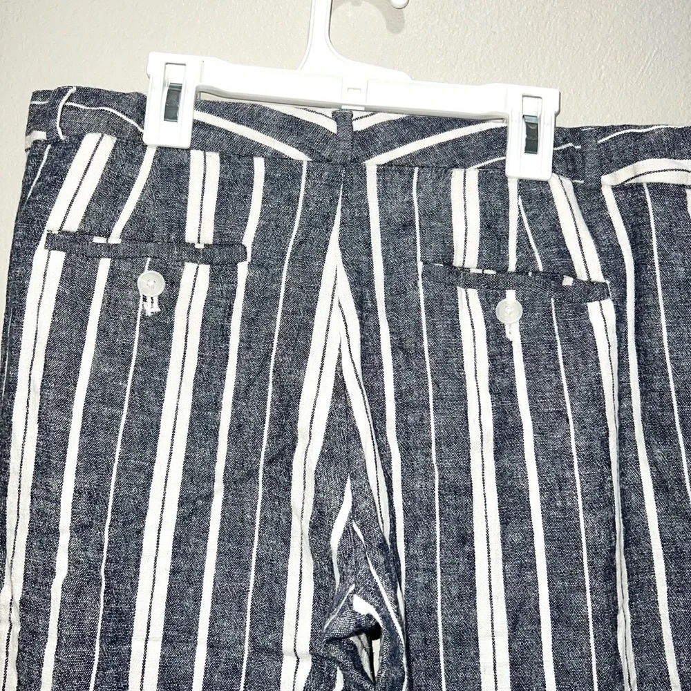 Banana Republic Avery Blue White Linen Blend Ankle Crop Pants